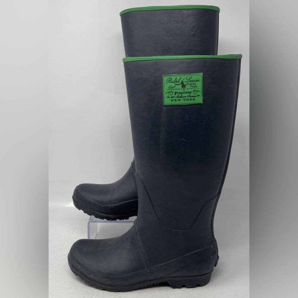 Ralph Lauren, size 6, Navy & Green, Rain Boots with Green, EUC
